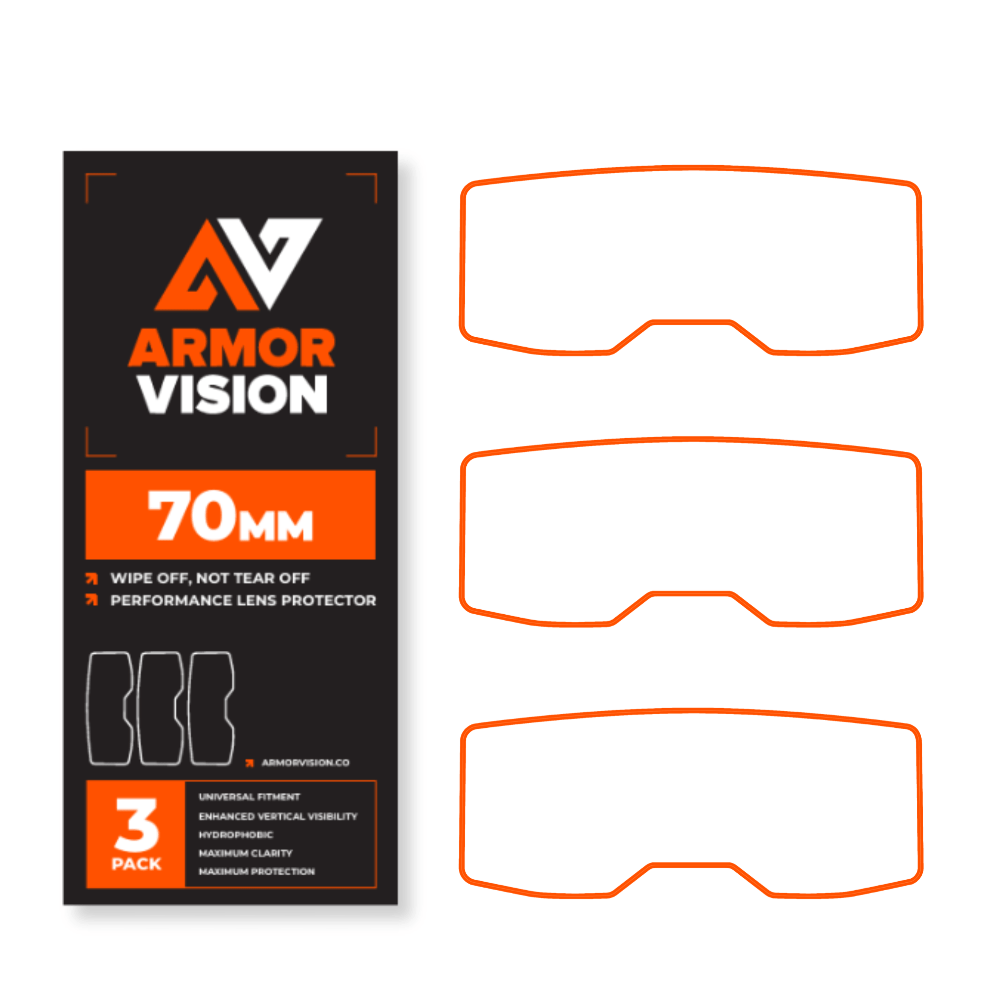48-70mm ARMOR VISION 2.0 HPPF High Performance Protective Film Goggle Lens Protector