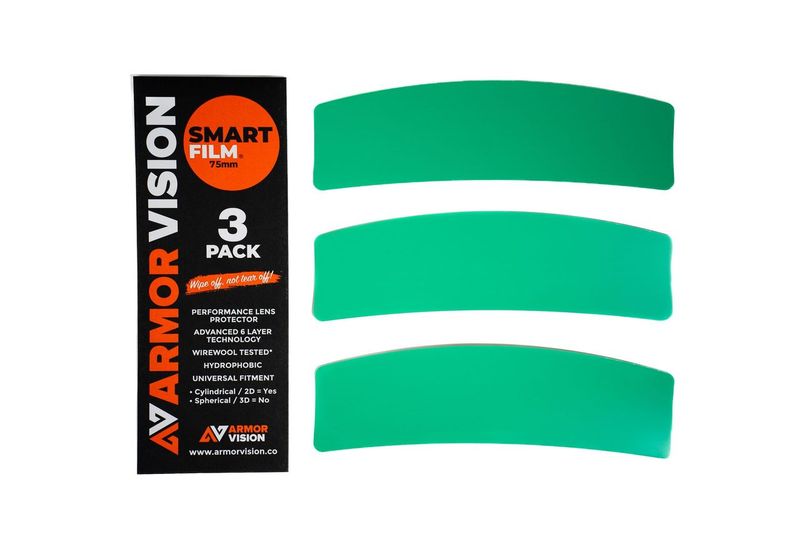 75 MM SMARTFILM RACING VISOR PROTECTOR (PACK OF 3) designed for cylindrical visors will not work with spherical visors