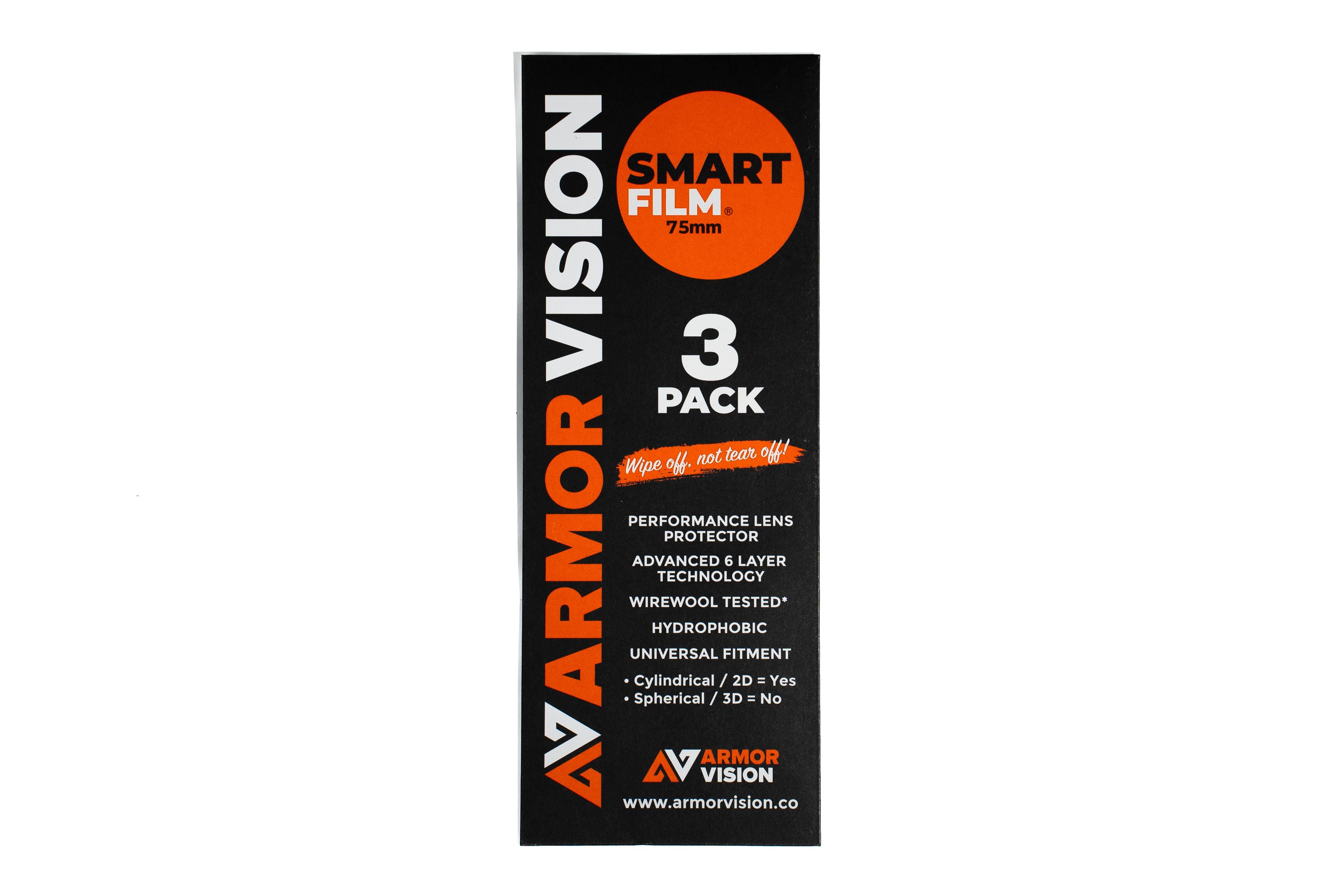 75 MM SMARTFILM RACING VISOR PROTECTOR (PACK OF 3) designed for cylindrical visors will not work with spherical visors