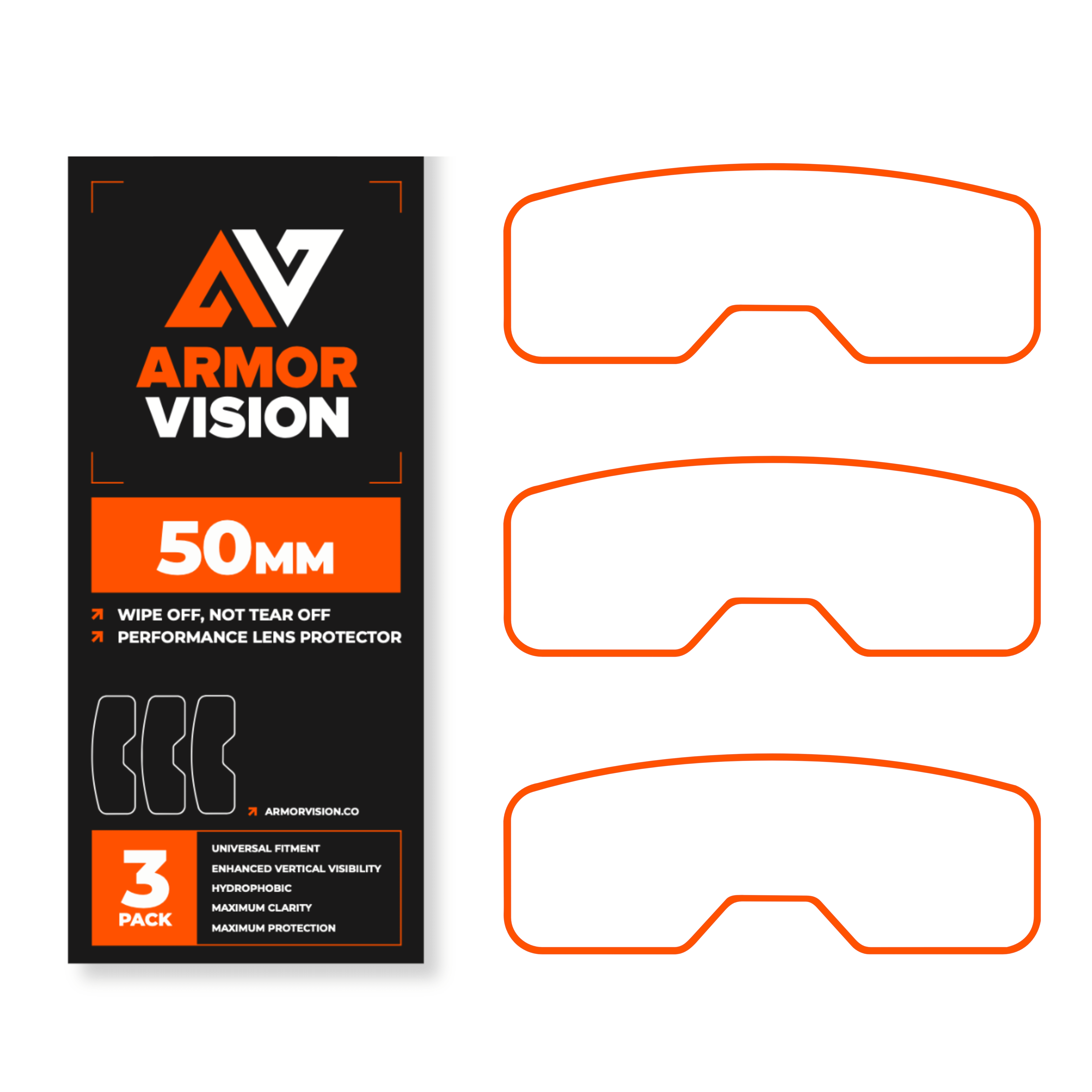 48-70mm ARMOR VISION 2.0 HPPF High Performance Protective Film Goggle Lens Protector