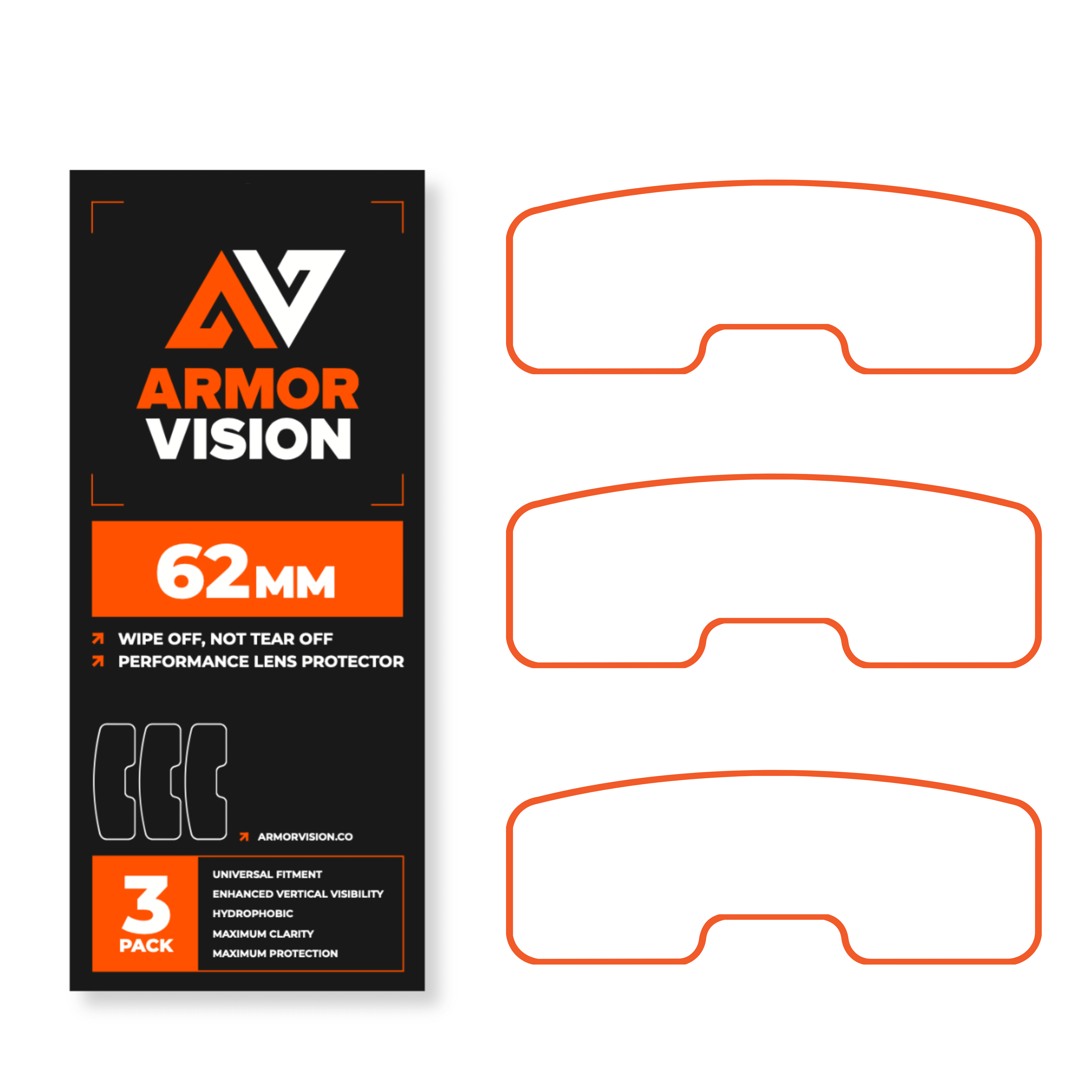 48-70mm ARMOR VISION 2.0 HPPF High Performance Protective Film Goggle Lens Protector